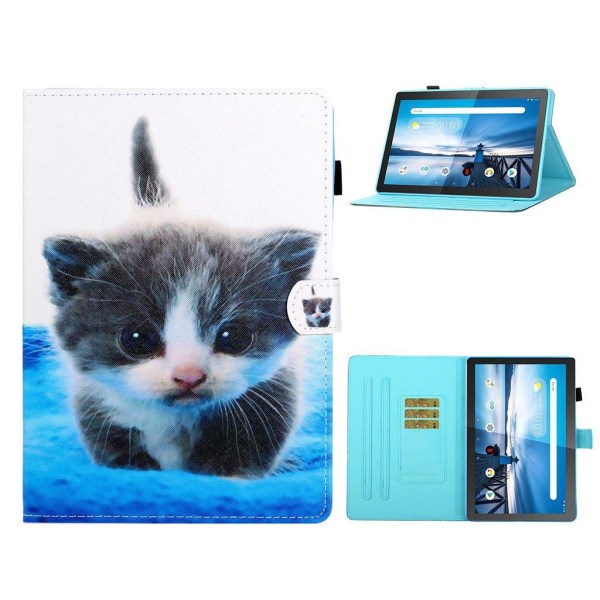 Lenovo Tab M10 FHD Plus cool pattern leather case - Cat Svart