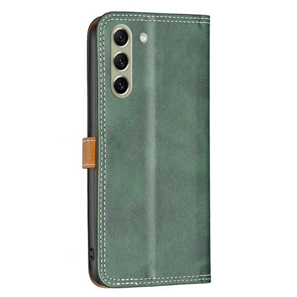 BINFEN tvåfärgat läder Samsung Galaxy S21 FE fodral - Grön Grön