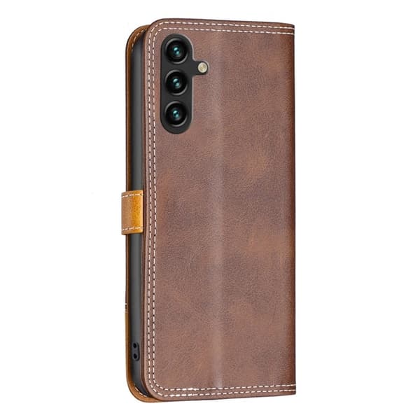 BINFEN kaksivärinen nahkakotelo Samsung Galaxy A14 - Kahvi Brown