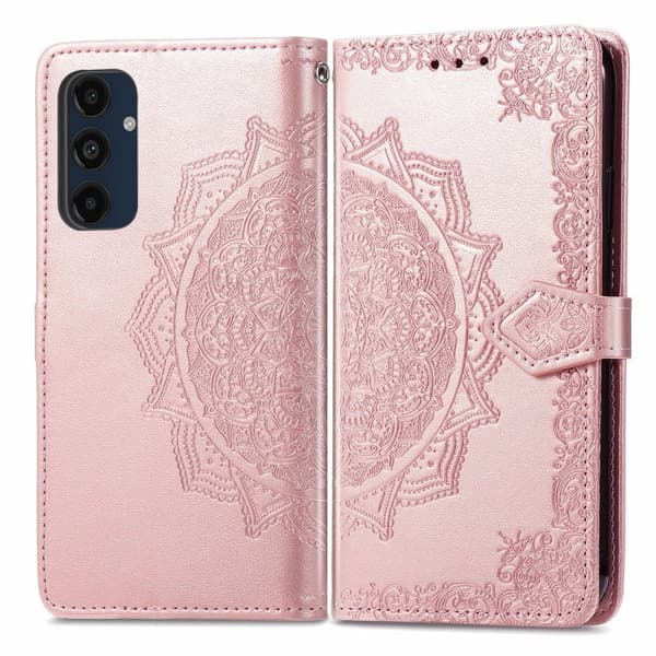 Mandala Samsung Galaxy A16 nahkakotelo - Ruusukulta Pink