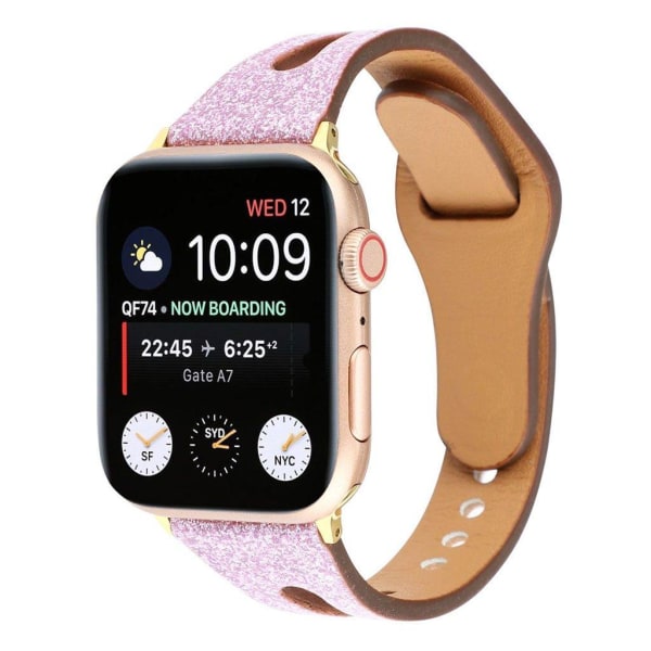 Apple Watch Series 4 40mm flash pulver ægte læder Urrem - Lyserø Pink