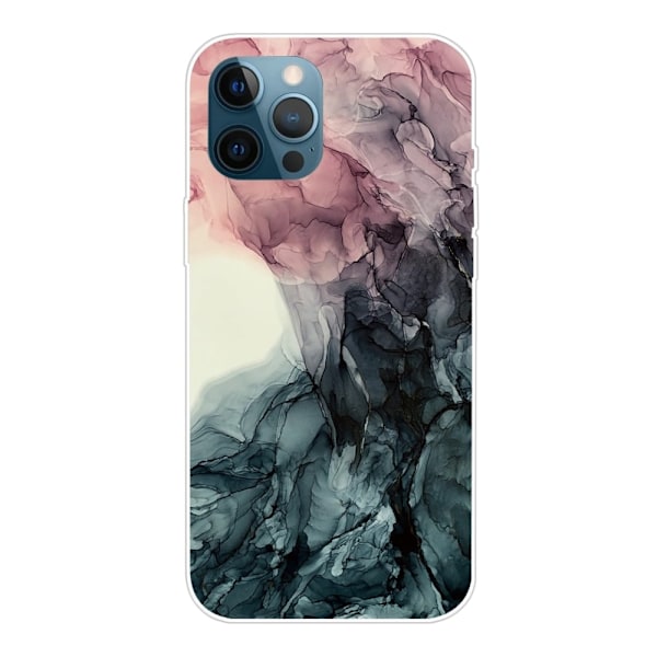 Marmordesign iPhone 14 Pro deksel - Blekrosa Og Grønn Marmor Multicolor