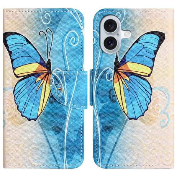 Wonderland iPhone 16 flip kuoret - Perhonen Blue