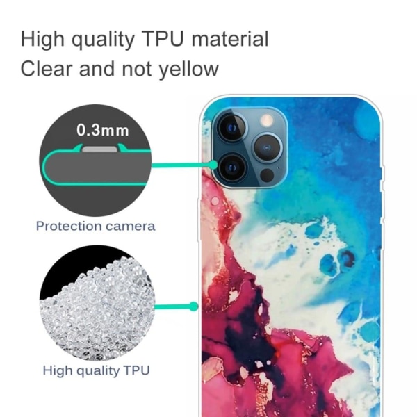 Marble design iPhone 14 Pro cover - Stænk Af Rødt Og Blåt Multicolor