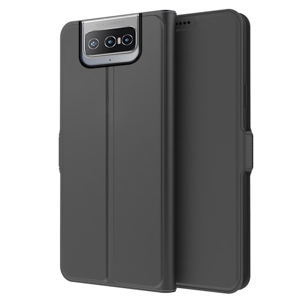 Smidigt och tunt PU-läder Asus Zenfone 8 Flip fodral - Svart Svart