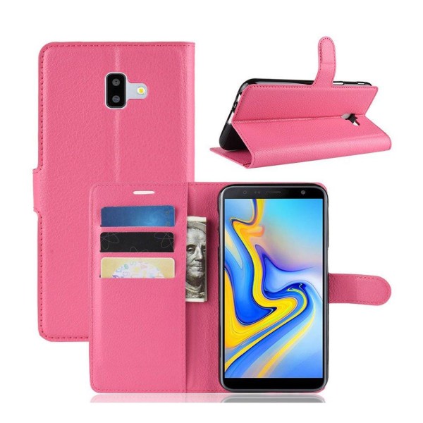 Samsung Galaxy J6 Plus (2018) litchi læder flip etui - Rose Pink
