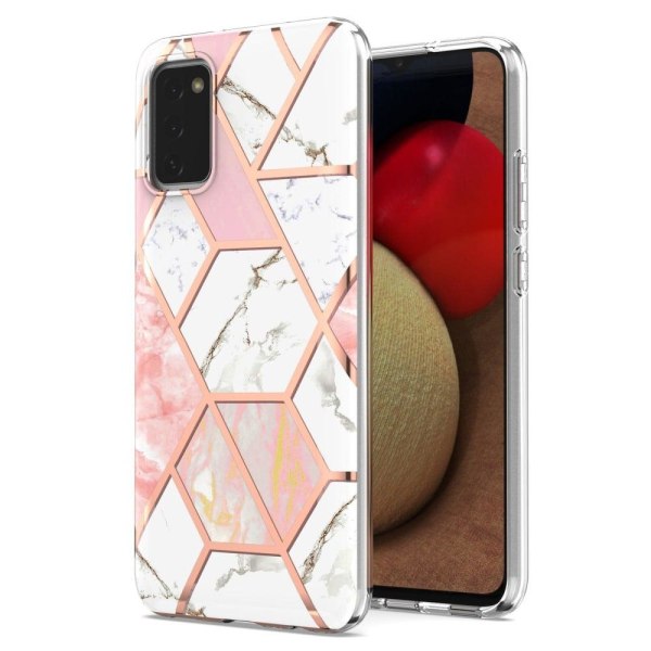 Marble Samsung Galaxy A02s Suojakotelo - Pinkki / Valkoinen White