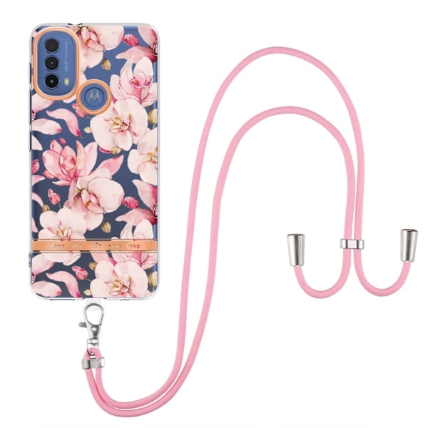 Tunt och tåligt mjukfodral med nyckelband för Motorola Moto E30 / E20 / E40 - Rosa Gardenia Rosa