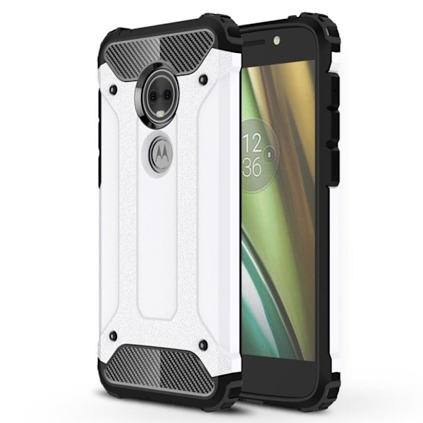 Motorola Moto E5 Play beskyttelsesetui i kombimaterialer med hård ameringsskal - Hvid White