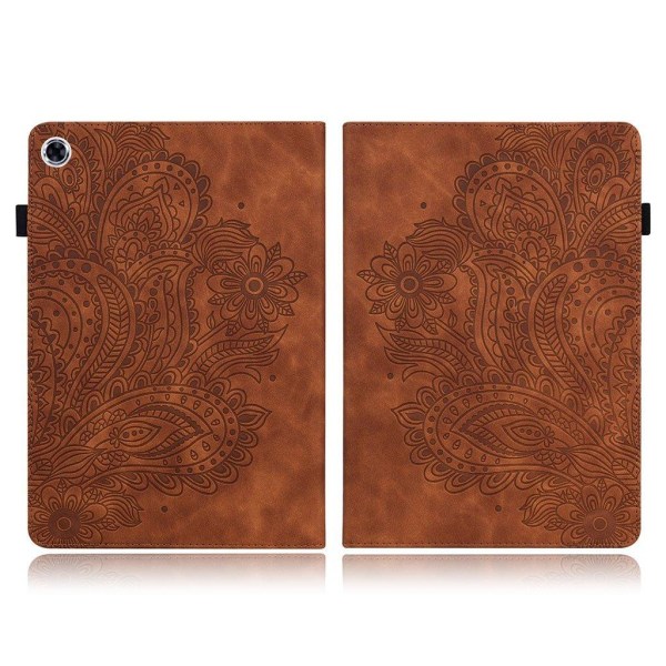 Imprinted flower leather case  for Lenovo Tab M10 FHD Plus - Bro Brown