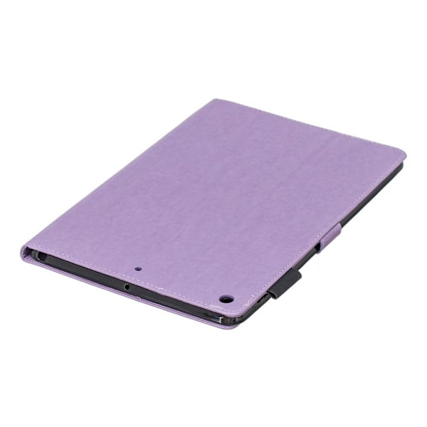 iPad 10.2 (2019) painatus kukka loistava nahka flip tapauksessa - Violetti Purple