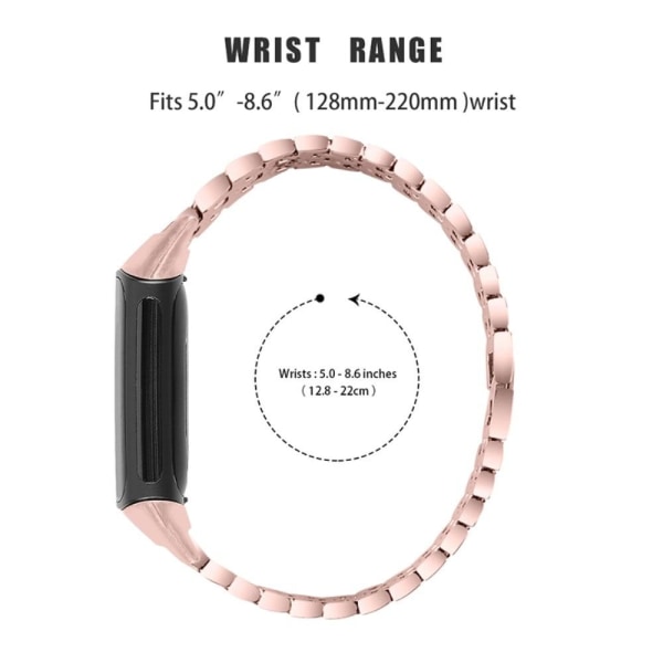 Fitbit Charge 5 triple row rhinestone watch strap - Pink + Gold Rosa
