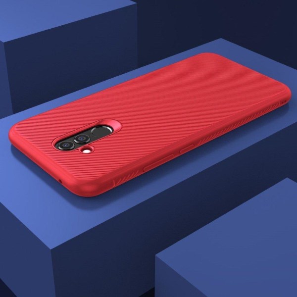 Huawei Mate 20 Lite beskyttelsesetui i silikone med twill tekstu Red