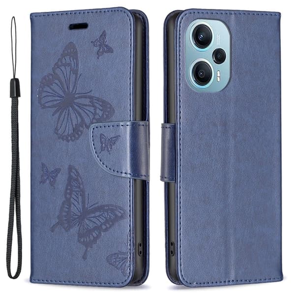 Butterfly Xiaomi Poco F5 / Redmi Note 12 Turbo Flippetui - Blå Blue