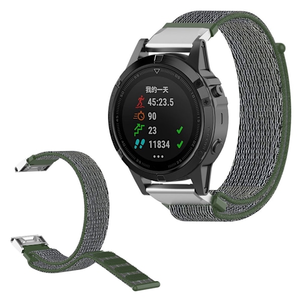 Garmin Fenix 6 / Fenix 5 nylon loop Urrem - Militærgrøn Green