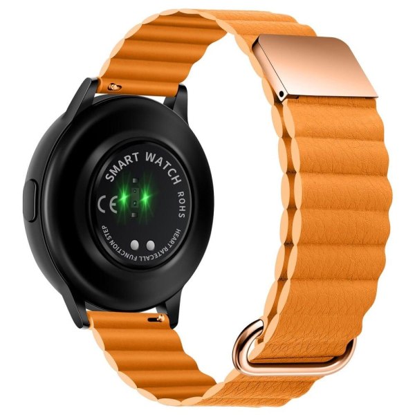 20mm Universal litchi style genuine leather watch strap - Rose G Orange