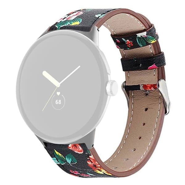 Google Pixel Watch aito nahkainen ranneke - Musta / Punainen Black