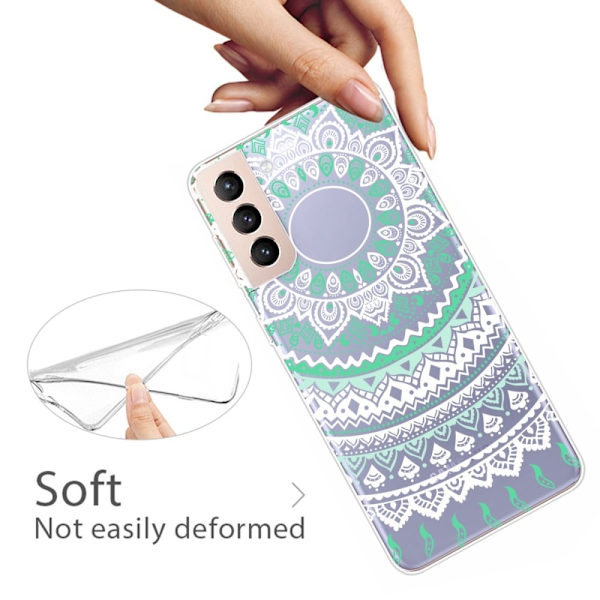 Deco Samsung Galaxy S22 Etui - Grøn / Hvid Mandala Multicolor