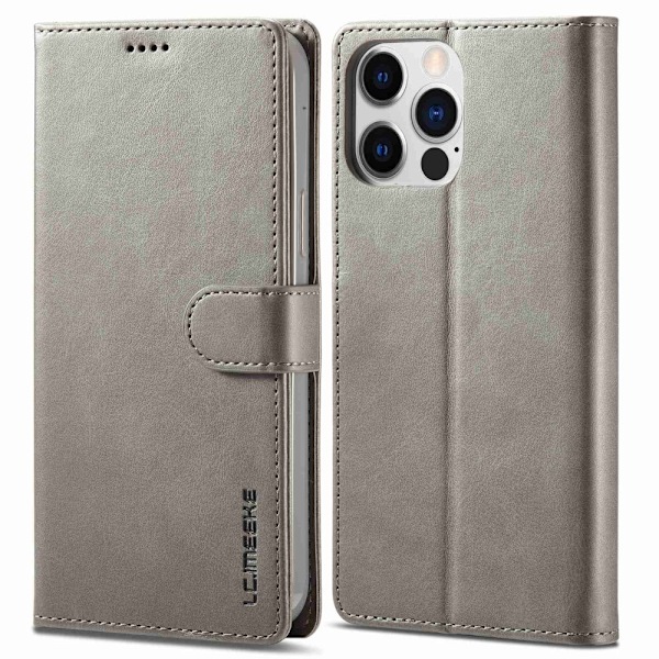 LC.Imeeke läder iPhone 14 Pro fodral - Silver/Grå Silvergrå