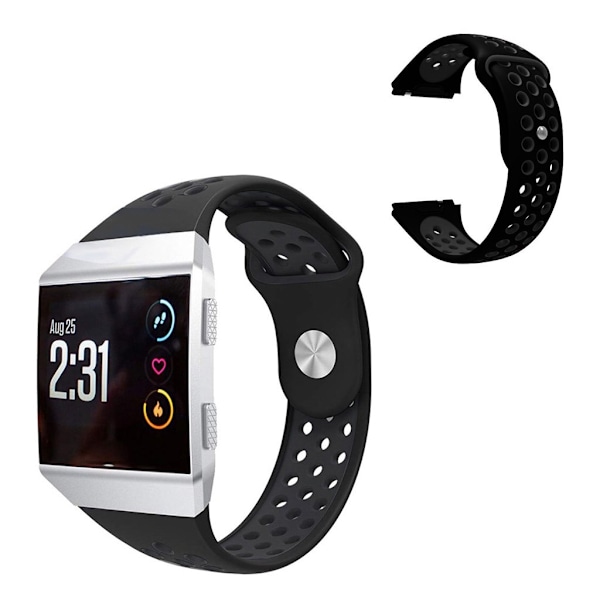 Fitbit Ionic kaksivärinen silikoninen kellonauha - Kaikki Mustaa Black