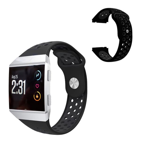 Fitbit Ionic tofarget silikonarmbånd - Helt Svart Black