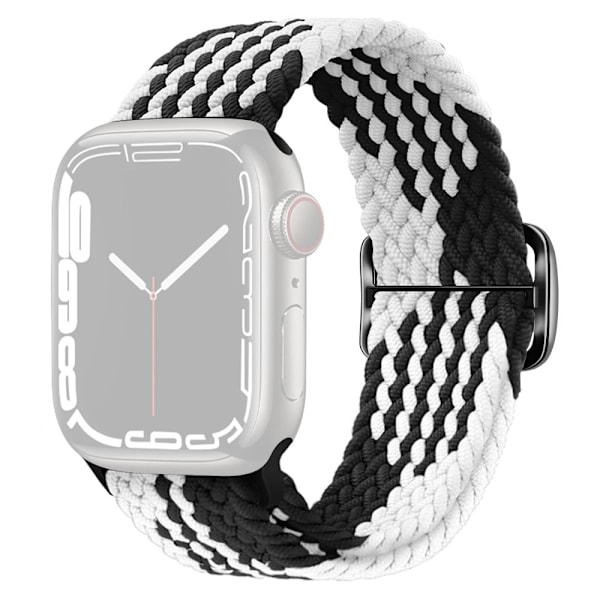 Apple Watch Series 8 (45mm) / Watch Ultra flexibelt klockarmband i vävd stil - Z-Formad Svart / Vit Svart