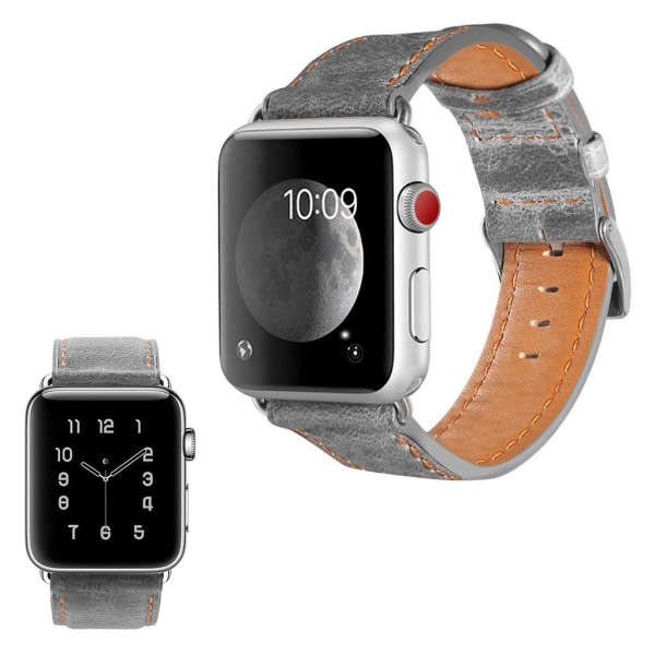 Apple Watch Series 5 44mm cool äkta läder klockarmband - grå Silvergrå