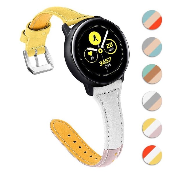 22mm Huawei Watch GT / Samsung Galaxy Watch (46mm) kolmivärinen aitoa nahkaa oleva kellonauha - Keltainen / Valkoinen / Pinkki Multicolor