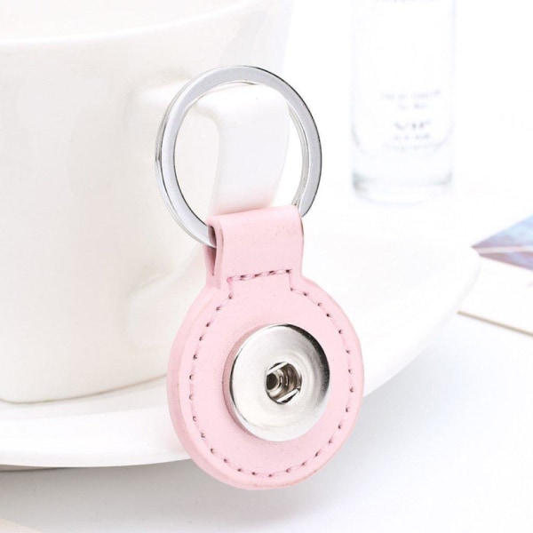 Mini round leather cover keychain - Pink Rosa