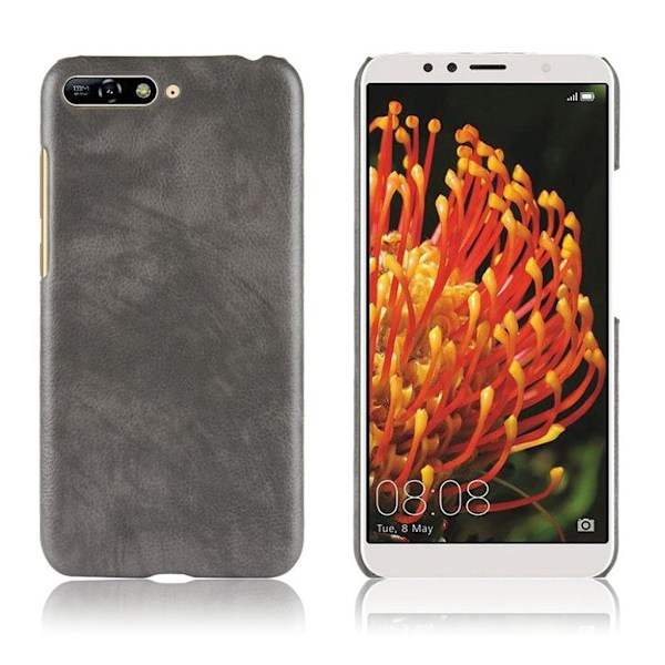 Huawei Honor 7A mobilskal plast syntetläder litchi - Grå Silvergrå
