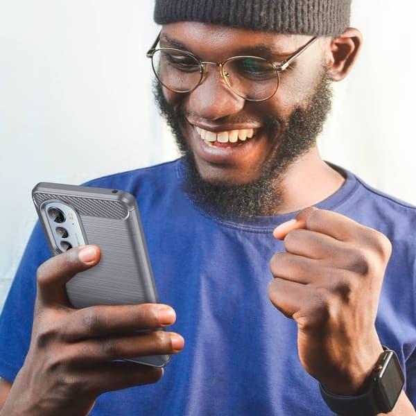 Carbon Flex Motorola Moto Edge 2022 skal - Silver/Grå Silvergrå