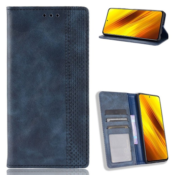 Bofink Vintage läder Xiaomi Poco X3 NFC fodral - Blå Blå