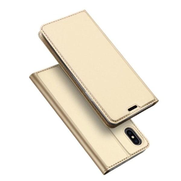 DUX DUCIS iPhone 9 Plus mobilfodral syntetläder silikon korthållare stående - Guld Guld