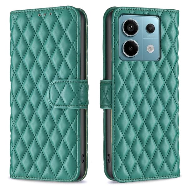 Rombemønster, matt flip-deksel for Xiaomi Redmi Note 13 Pro 4G - Grønn Green