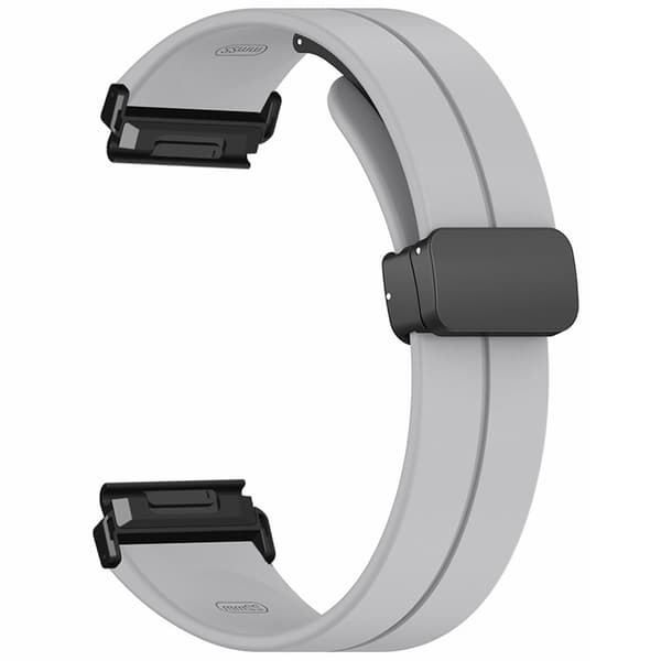 Coros Vertix 2 / Garmin Fenix 7X / 6X / 5X 26 mm klokkerem med magnetisk spenne i silikon - Grå Silver grey