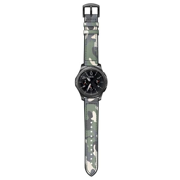 Samsung Gear S3 / Frontier camouflage ægte læder Urrem - Camouflage Grøn Green