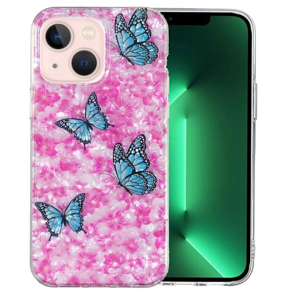 Butterfly läder iPhone 15 Plus fodral - Rosa Rosa