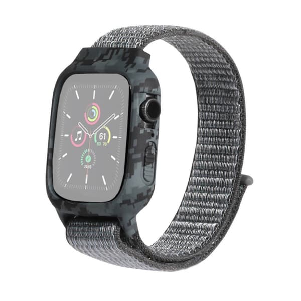 Apple Watch Series 6 / 5 44mm unique patterned nylon watch band - Grey Silvergrå
