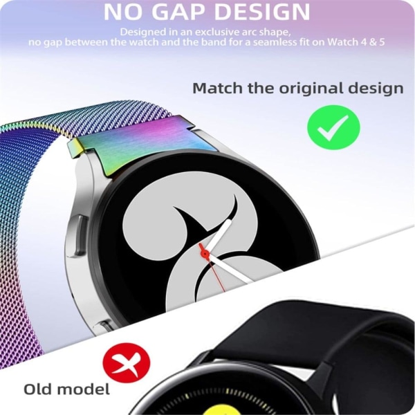 Samsung Galaxy Watch 5 (40 mm) urrem i rustfrit stål med klart cover - Flerfarvet Multicolor