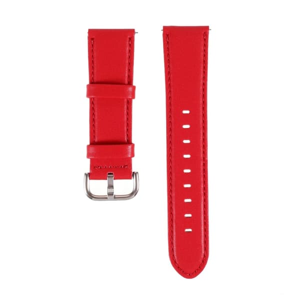 20 mm universal urrem i ensfarvet læder - Rød Red