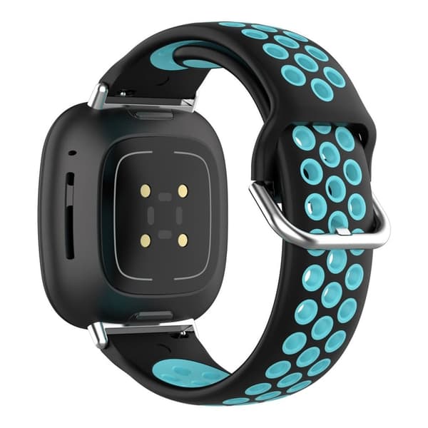 Fitbit Sense 2 / Versa 4 tofarvet silikone-urrem - Sort / Blågrøn Blue