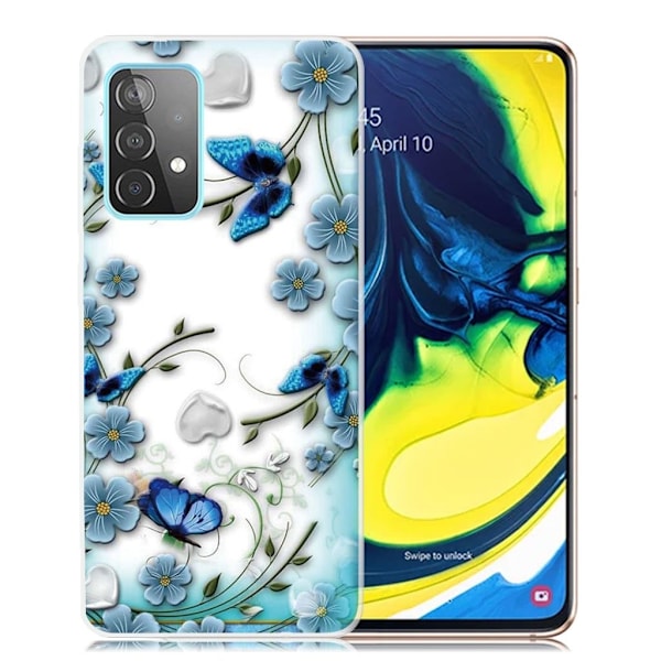 Deco Samsung Galaxy A82 5G Etui - Sommerfugl og Blomst Blue
