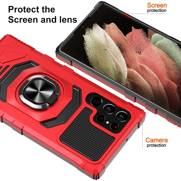 Slidstærkt cover i hård plast med blød inderside og kickstand til Samsung Galaxy S23 Ultra - Rød Red