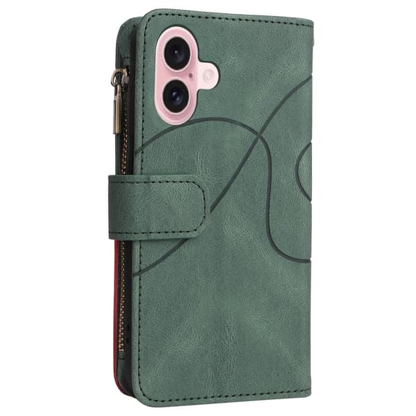 Teksturert læretui med stropp for iPhone 16 - Grønn Green