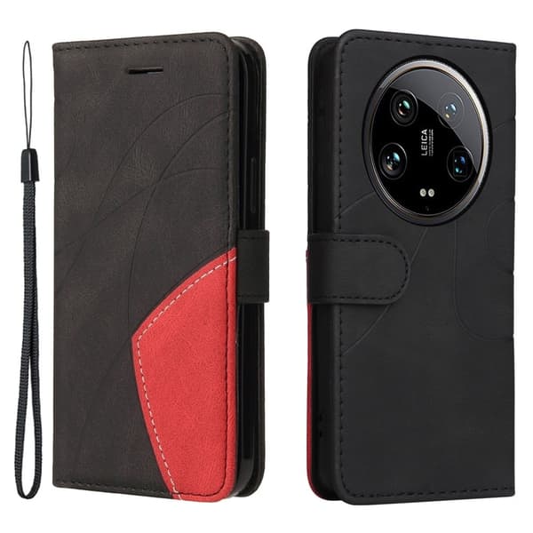 Tekstureret Xiaomi 14 Ultra læderetui med rem - Sort Black