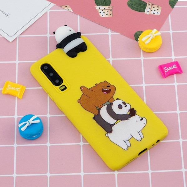 Huawei P30 3D Cute doll case - Panda and Bear Multicolor