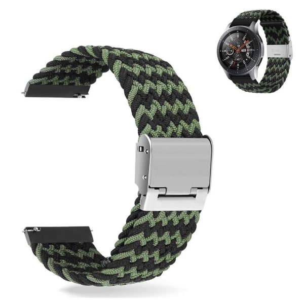 22mm Universal elastic nylon watch strap - Black / Green Black