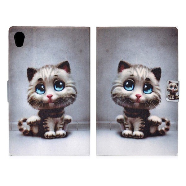 Cool pattern leather case for Lenovo Tab M10 - Cute Cat Silvergrå