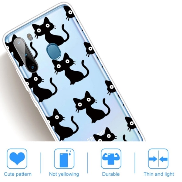Deco Samsung Galaxy A21 Cover - Sort Kat Black