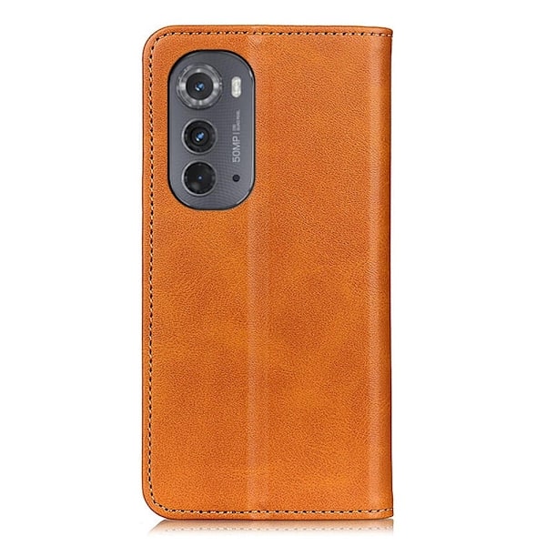 Flip Etui med Pung i Ægte Læder til Motorola Moto Edge 2022 - Brun Brown